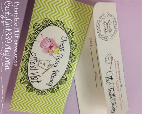 Tooth Fairy Money Envelope Printable PDF girl or boy