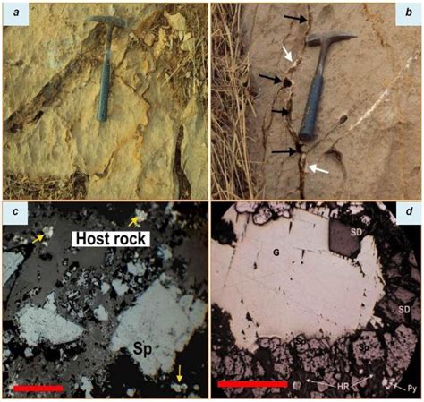 Shape of sulfide-ore body at the Lefan area. a) Open-space fillings and ...