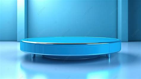 3d Render Of A Blue Presentation Table In A Studio Or Showroom ...