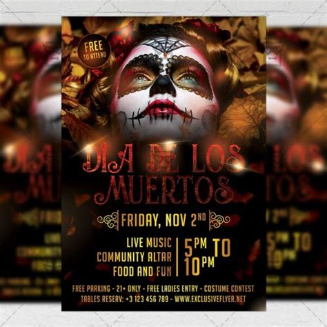 Dia de Los Muertos Flyer - Seasonal A5 Template | ExclsiveFlyer | Free and Premium PSD Templates