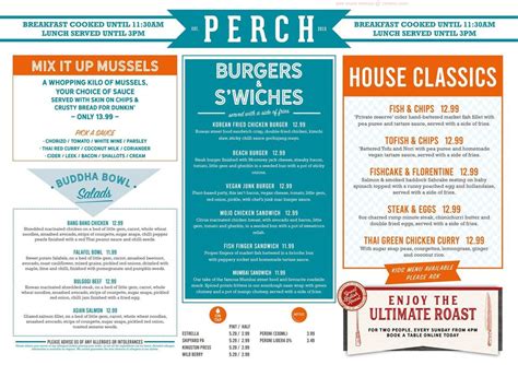 Online Menu of Perch on Lancing Beach Restaurant, Lancing, United ...