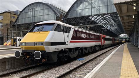 Here is a British Rail Class 91 electric locomotive with an Intercity 225 train at London King’s ...