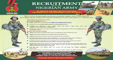 Nigerian Army Recruitment 2022/2023 Application Portal | recruitment ...