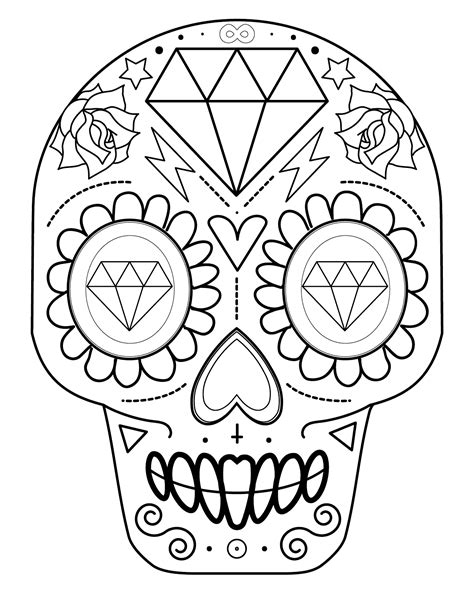 Simple Sugar Skull Coloring Pages