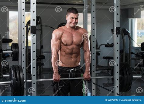 Trapezius Workout with Barbell Stock Image - Image of build, lifestyle: 62870097