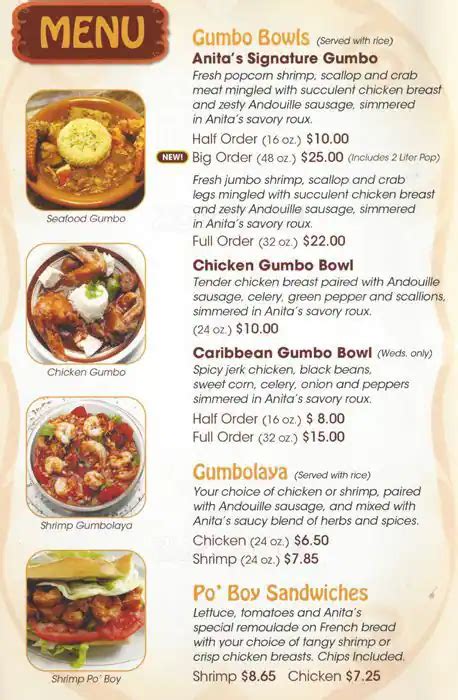 Anita's Gumbo Menu, Menu for Anita's Gumbo, Avalon Park, Chicago ...