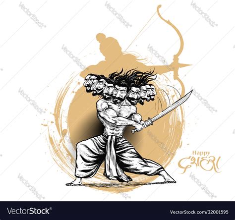 Dussehra celebration - angry ravana with ten Vector Image