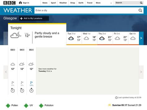 Bbc Weather: Glasgow, Scotland Website for 9th - 10th Grade | Lesson Planet