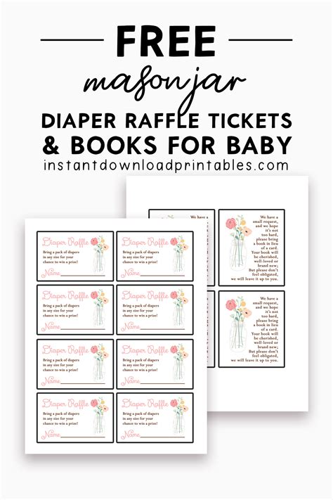 Free Baby Shower Diaper Raffle Tickets and Books for Baby - Instant Download Printable - Instant ...