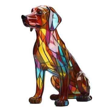 Vivid Vitality Dynamic Movement In Stained Glass Canine, Stained Glass ...