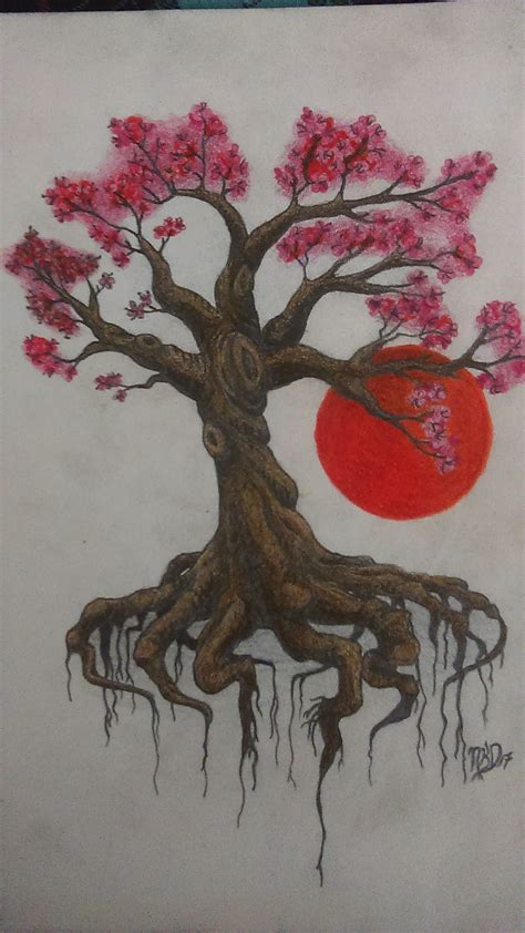 Cherry Blossom Tree colored pencil 8x11 Blossom Tree Tattoo, Tree Of ...