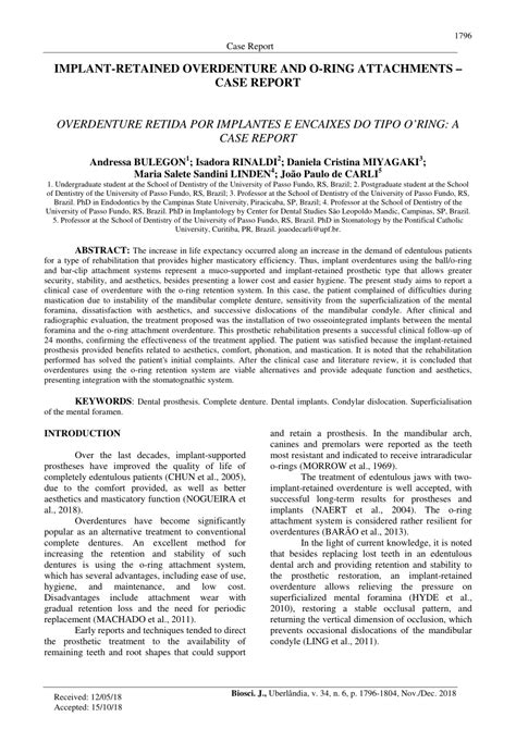 (PDF) Implant-retained overdenture and o-ring attachments – Case report