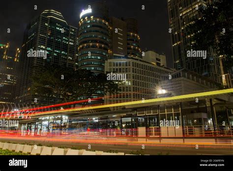 Traffic in the city at night. Jakarta, Indonesia, June 23rd 2021 Stock ...