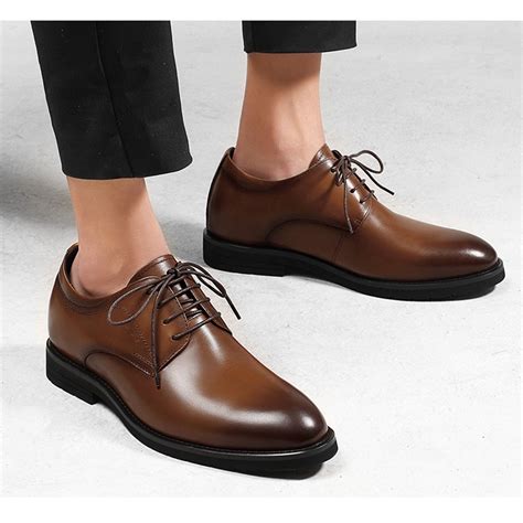 Best Taller Groom Wedding Shoes Brown Cowhide Formal Dress Shoes ...