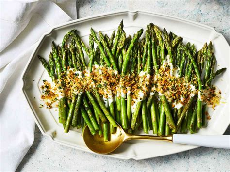 Asparagus with Cheese Sauce and Herb Breadcrumbs