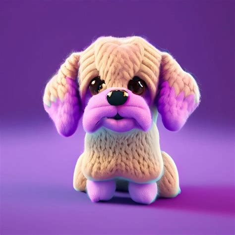 Premium AI Image | Knitted toy dog on the stack of knitted clothes on wooden table
