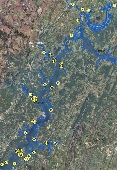 Localwaters Chickamauga Lake Maps Boat Ramps TN - Localwaters of Tennessee