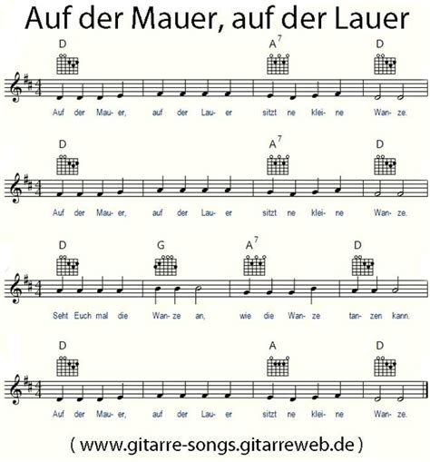 Auf der Mauer, auf der Lauer | Gitarrenlieder, Kinder lied, Gitarre lieder