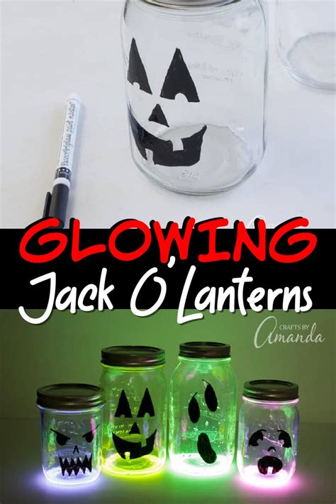 Glowing Jack O Lantern Jars - fun glow in the dark pumpkin luminaries!