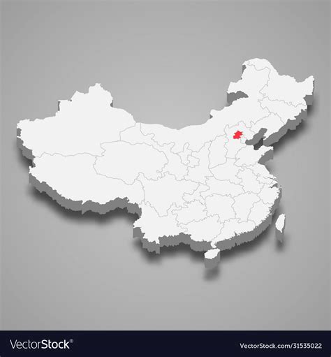 Province location within china 3d map Royalty Free Vector