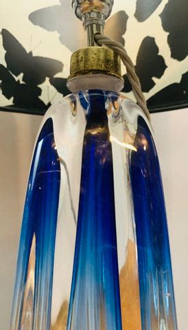 Pair of 1950s Val St Lambert Blue Glass Table Lamps – retro living uk