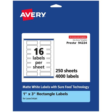 Avery Matte White Rectangle Labels, 1" x 3", 4,000 Labels - Walmart.com