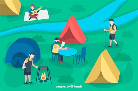 Free Vector | Illustration of people camping in nature