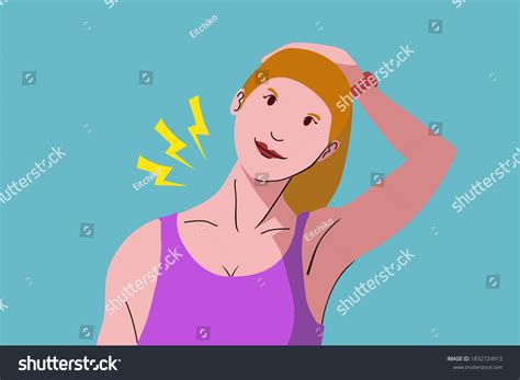 Stretching the neck muscles using your hands. A - Royalty Free Stock Vector 1832724913 - Avopix.com