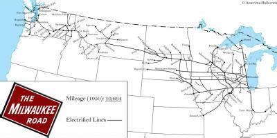 Milwaukee road map - Milwaukee road-route map (Wisconsin - USA)