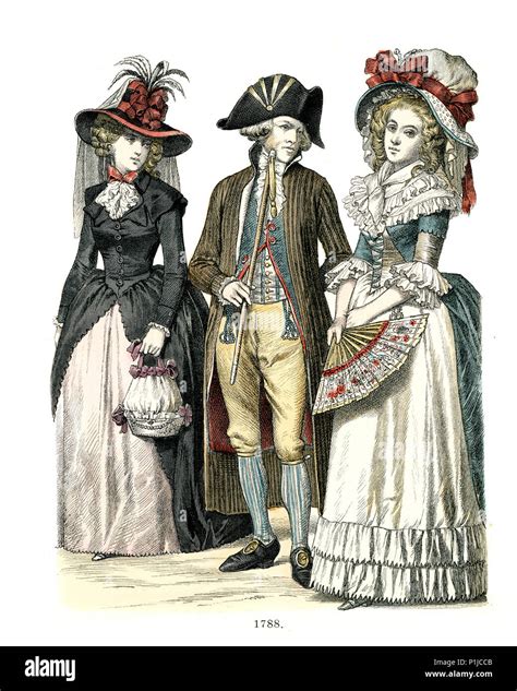 Vintage engraving of History of Fashion, Costumes of Germany 18th ...