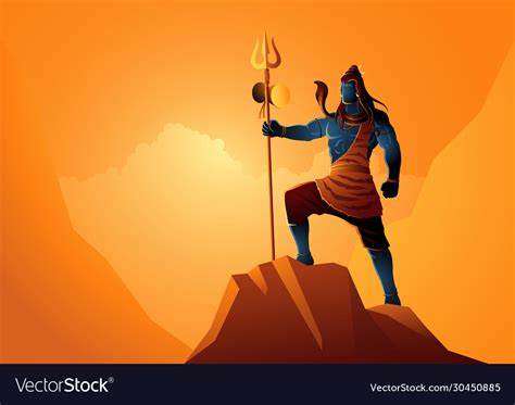 Lord shiva standing on top a rock Royalty Free Vector Image