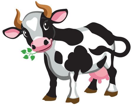 Beautiful Cute Cow Isolated On White In Cartoon Style Stock - Clip Art ...