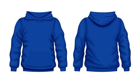 Blue hoodie front and back views. Sweater cotton hooded fashion ...