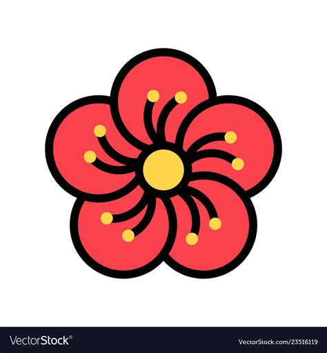 Plum blossom chinese new year related filled Vector Image