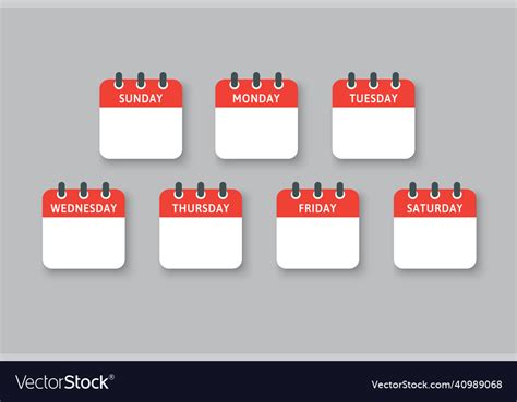 Set icon page calendar days of the week Royalty Free Vector