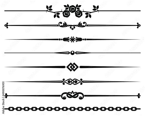 Decorative design elements monochrome dividing lines vignette. Vector ...