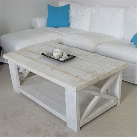 Rustic White Wash Wood Coffee Table | Beach Furniture