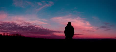 wallpaper silhouette, sunset, horizon, alone, solitude HD : Widescreen : High Definition ...