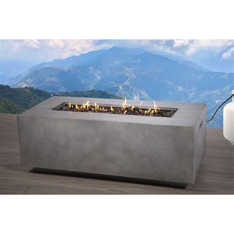 Propane/Natural Gas Fire Pit Table // 42" Rectangular // Cast Concrete (Natural Concrete ...