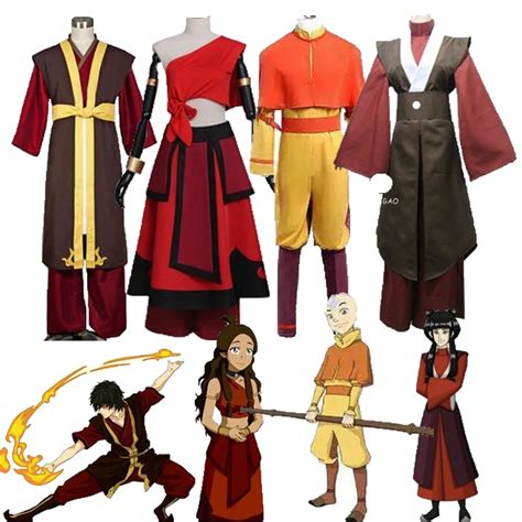 Anime Avatar The Last Airbender Katara Mai Zuko Azula Aang Korra Cosplay Kostuum Volwassen ...