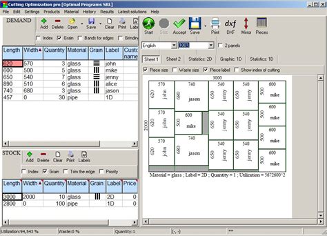 Cutting Optimization - sheet, panel, glass, wood, pipes, bars, metal