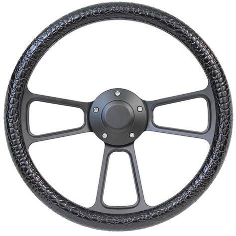 Black Boat Steering Wheel 14 Inch Aluminum With Textured Black Vinyl ...