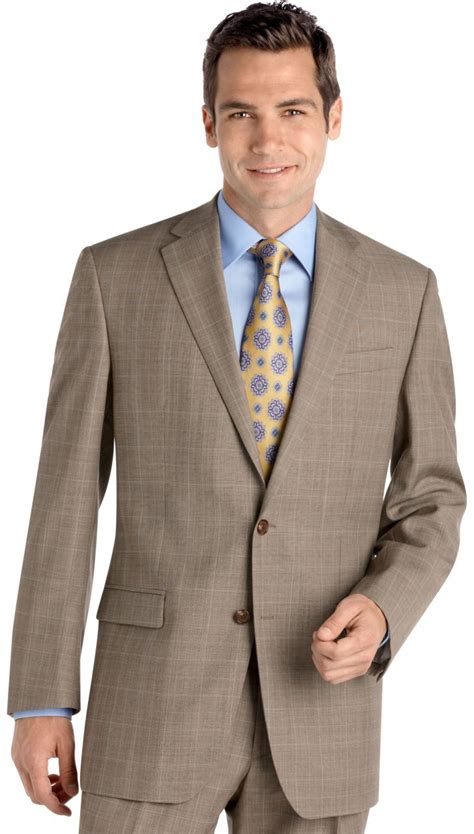 Men's Lauren by Ralph Lauren Plaid Suit - Tan - S & K Suits