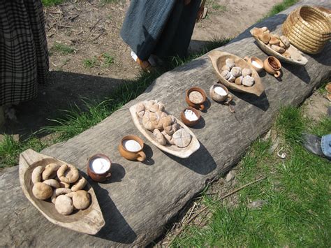 A few kinds of 'prehistoric' bread, served in the Iron Age village in the Land of Legends. There ...