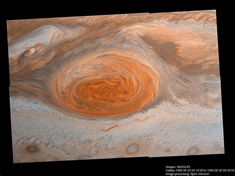 Jupiter’s Great Red Spot Galileo Anniversary Mosaic 1, enhanced color ...