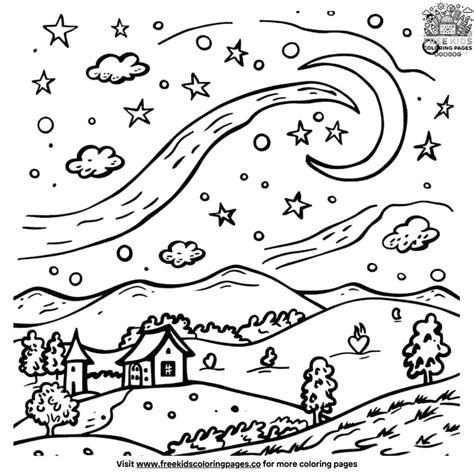 Night Sky Star Coloring Pages