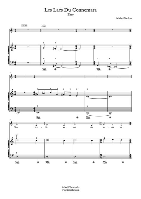 Les lacs du Connemara (Easy Level, with Orchestra) (Sardou Michel) - Piano Sheet Music