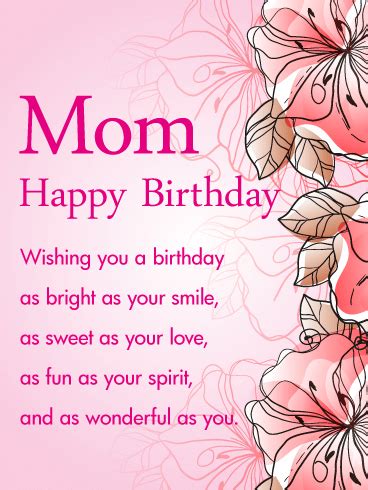 Pink Gorgeous Flower Birthday Card for Mom: This birthday card is a work of art just… | Birthday ...