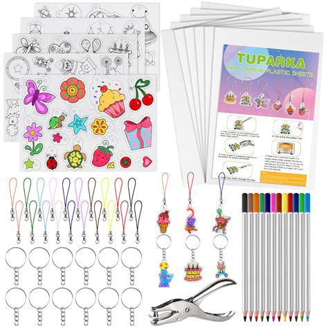 Buy TUPARKA 60 Pieces Heat Shrink Plastic Sheet Kit, Including 10 Pieces Blank Shrink Film and 5 ...