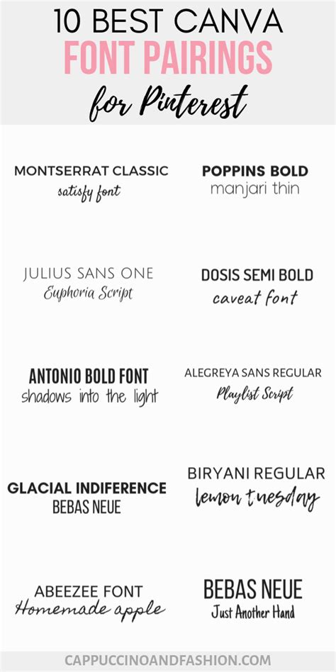 10 Best Canva Font Pairings - Free Pinterest Fonts | Canva tutorial ...